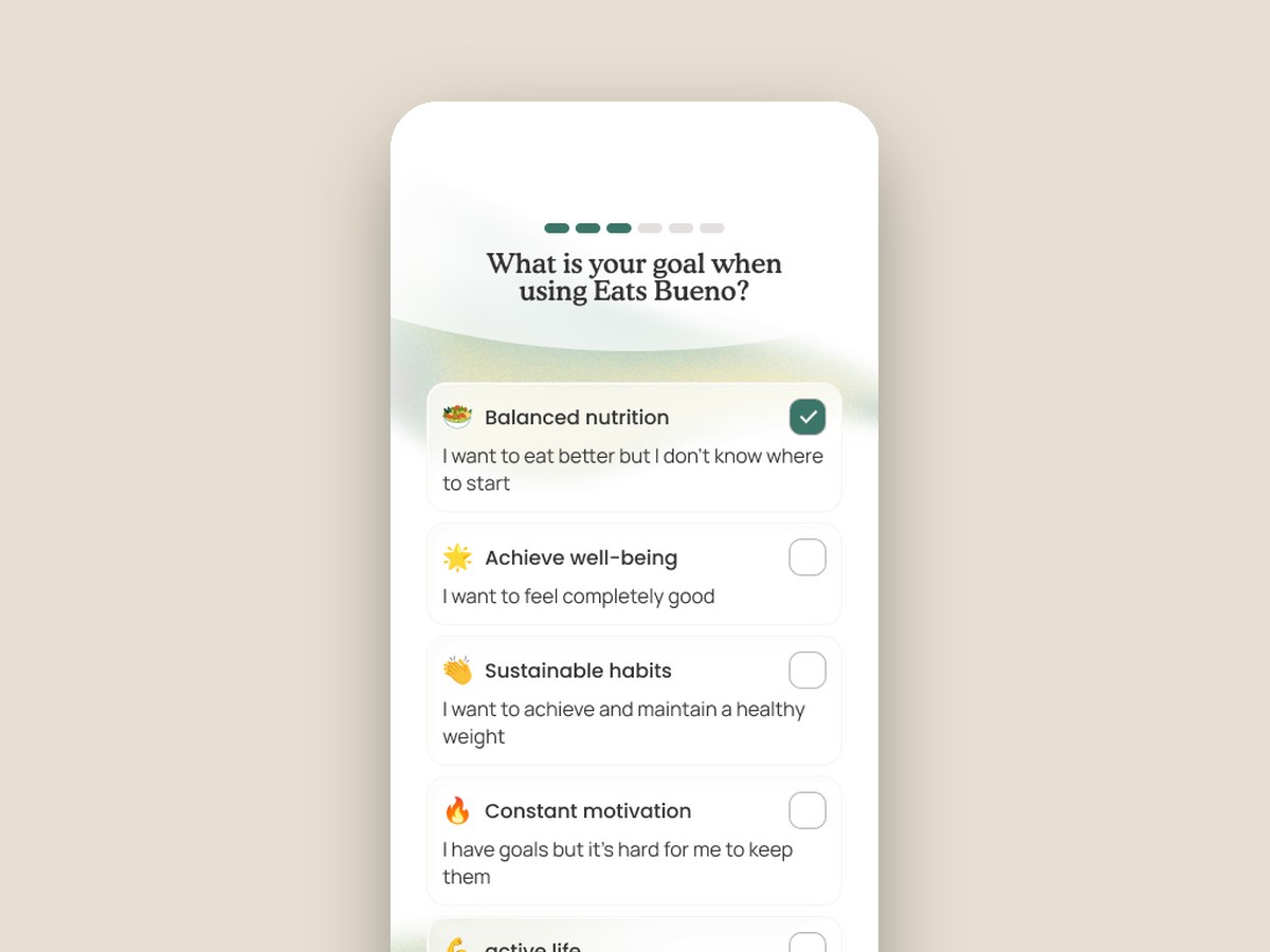 Onboarding: what is your goal when using EatsBueno