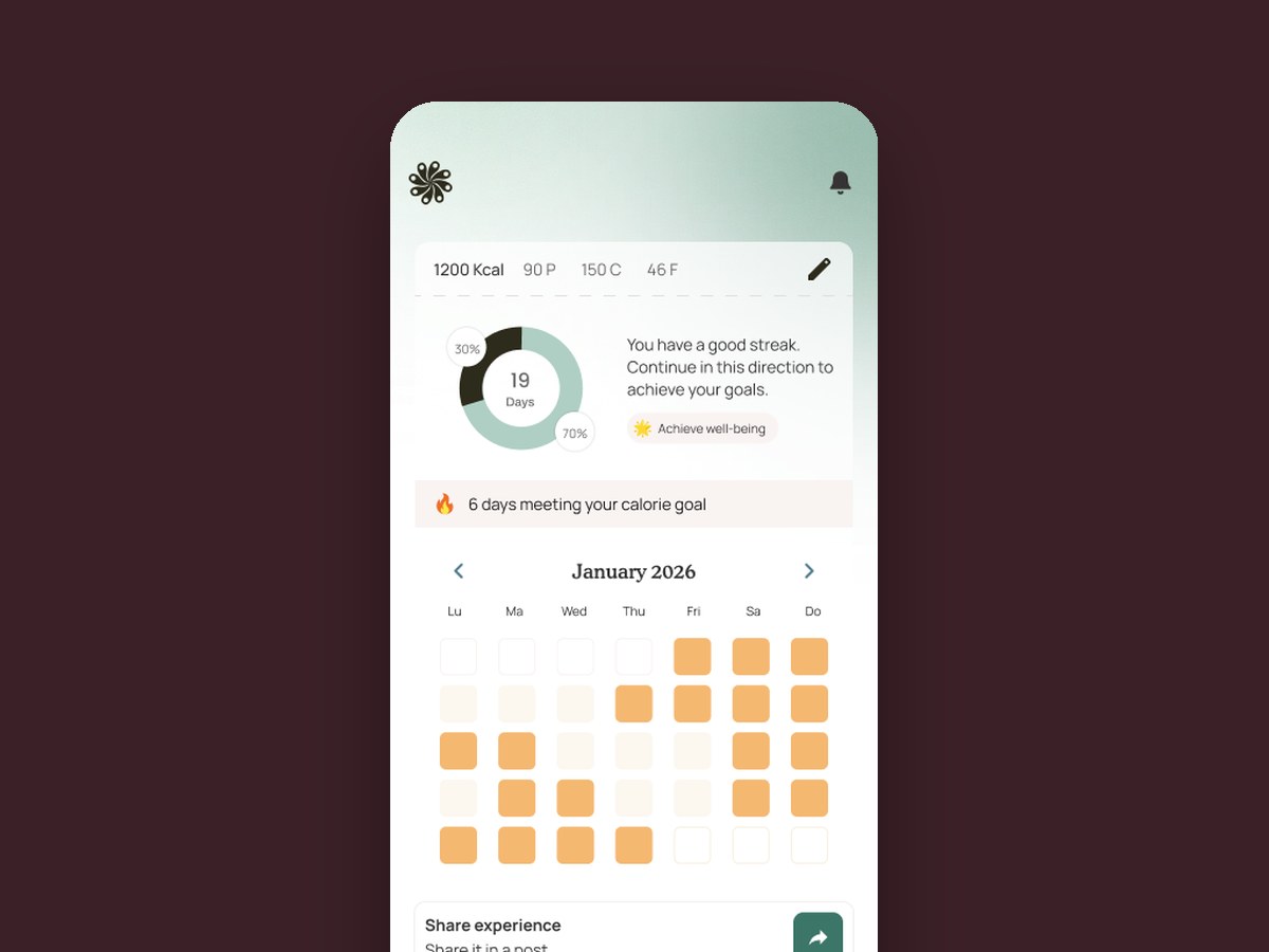 Statistics screen with a 19-day streak