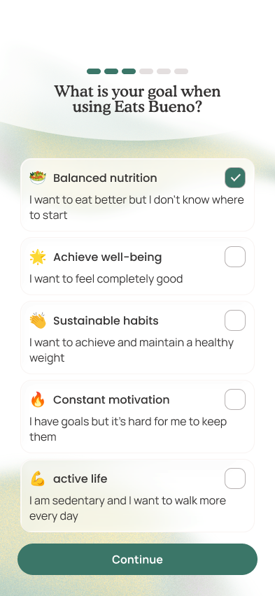 EatsBueno onboarding screen
